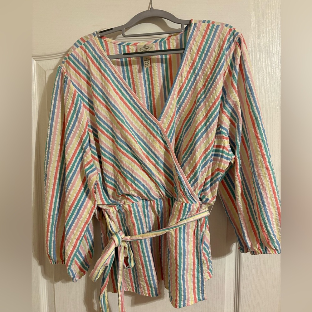 St. John's Bay Pastel Multi-Stripe Wrap shirt